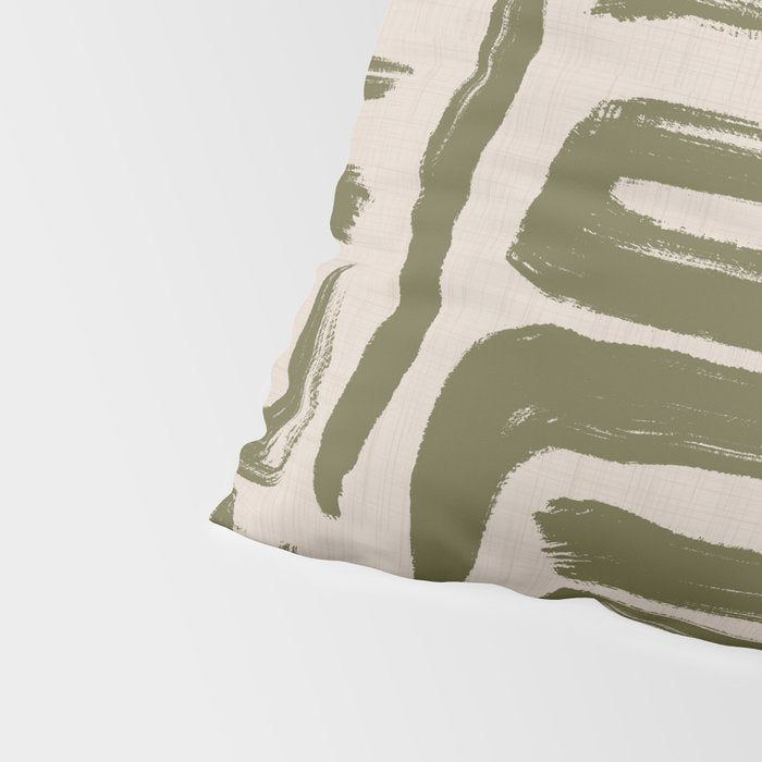 Olive Brushstrokes - Abstract Mid Century Modern Pillow Sham Gallery Image 4
