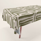 Olive Brushstrokes - Abstract Mid Century Modern Tablecloth Gallery Image 1