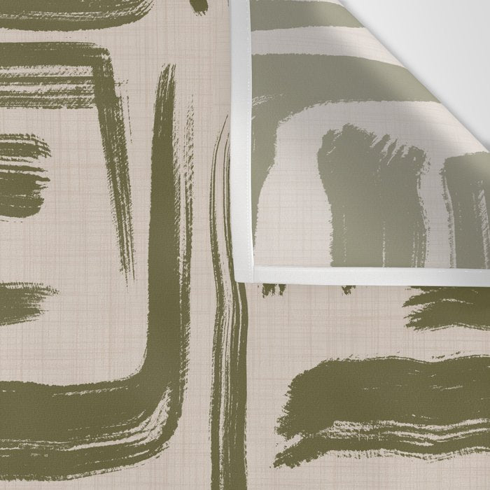 Olive Brushstrokes - Abstract Mid Century Modern Wall Tapestry Gallery Image 3