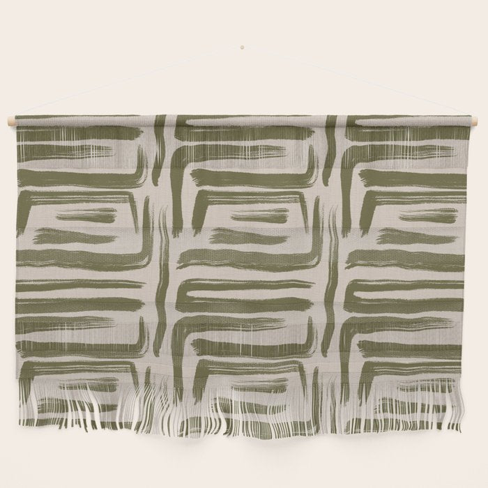 Olive Brushstrokes - Abstract Mid Century Modern Wall Hanging Gallery Image 1