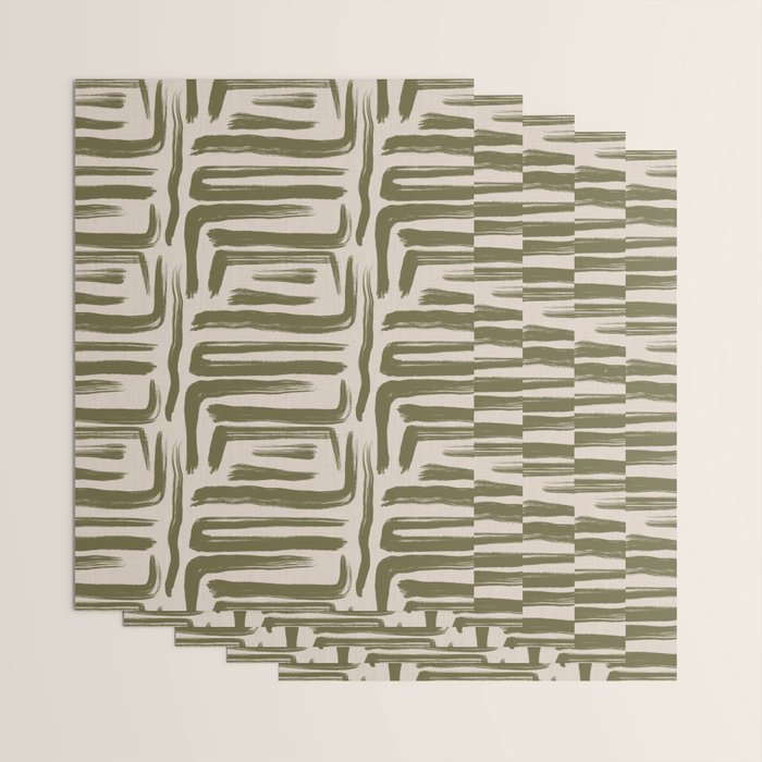 Olive Brushstrokes - Abstract Mid Century Modern Wrapping Paper Gallery Image 3