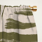 Olive Brushstrokes - Abstract Mid Century Modern Window Curtain Gallery Image 2