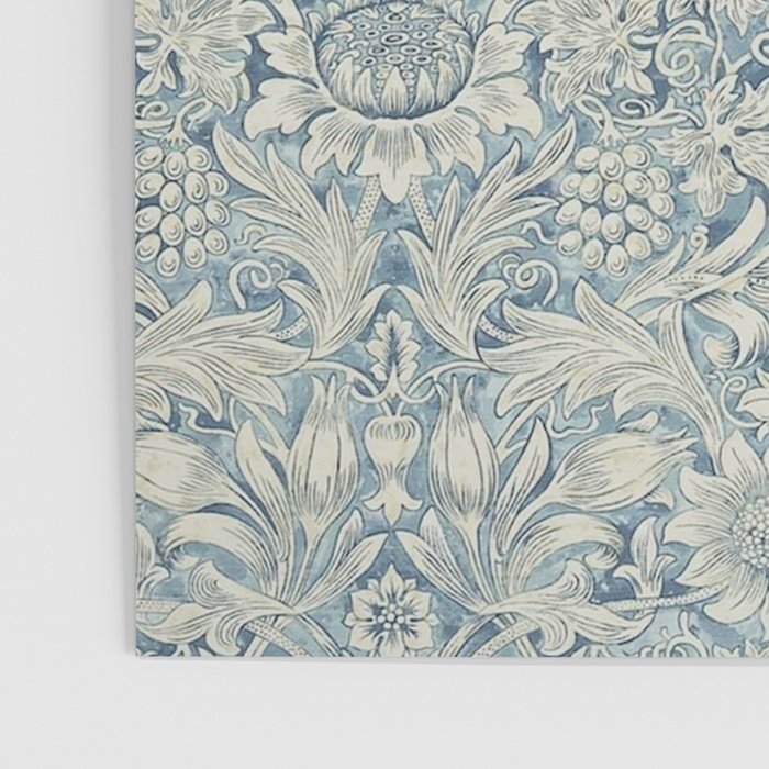 William Morris Vintage Sunflower Blue Slate & Vellum Poster Gallery Image 3