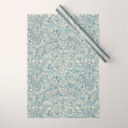 William Morris Vintage Sunflower Blue Slate & Vellum Wrapping Paper Gallery Image 1