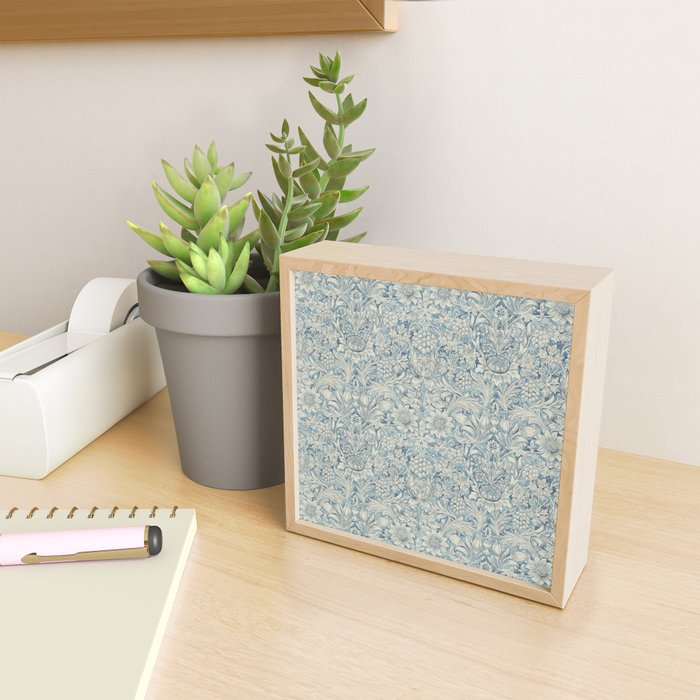 William Morris Vintage Sunflower Blue Slate & Vellum Mini Art Print Gallery Image 2