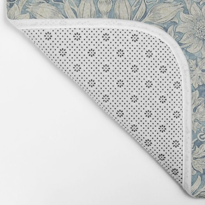 William Morris Vintage Sunflower Blue Slate & Vellum Bath Mat Gallery Image 2