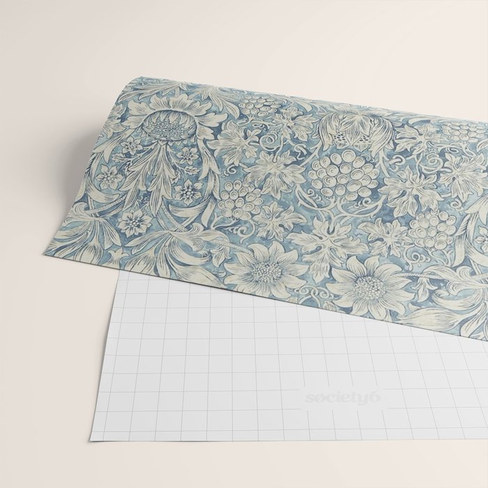 William Morris Vintage Sunflower Blue Slate & Vellum Wrapping Paper Gallery Image 2