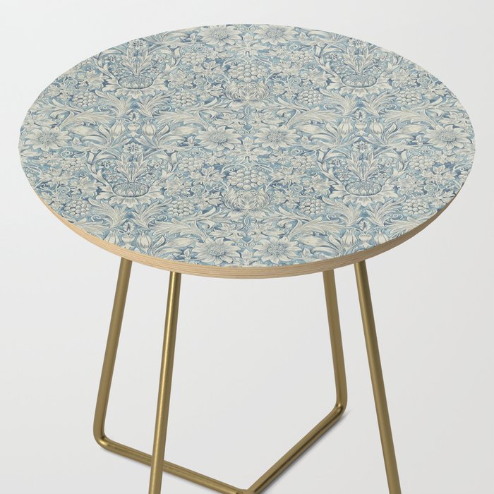 William Morris Vintage Sunflower Blue Slate & Vellum Side Table Gallery Image 2
