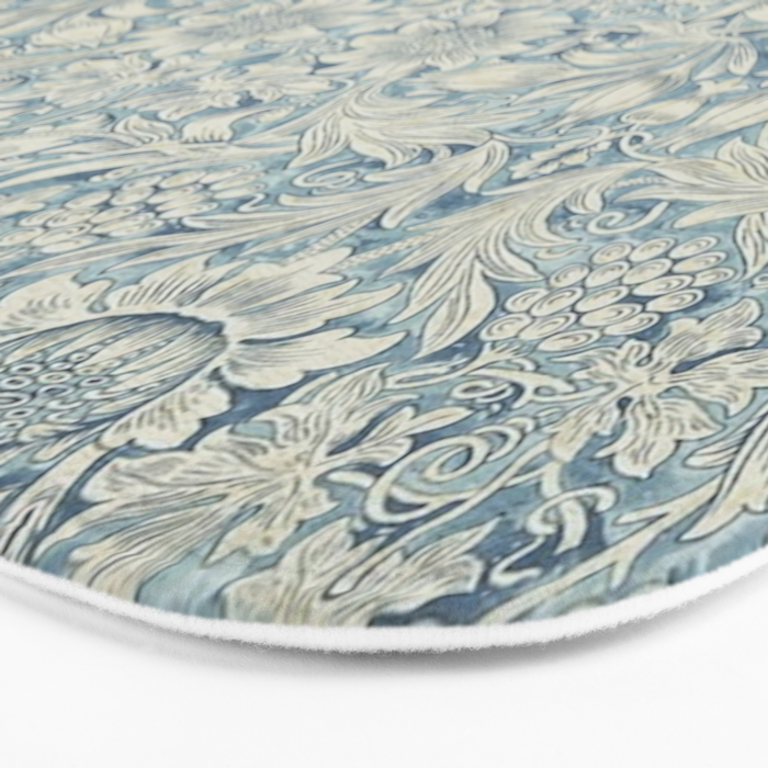 William Morris Vintage Sunflower Blue Slate & Vellum Bath Mat Gallery Image 3