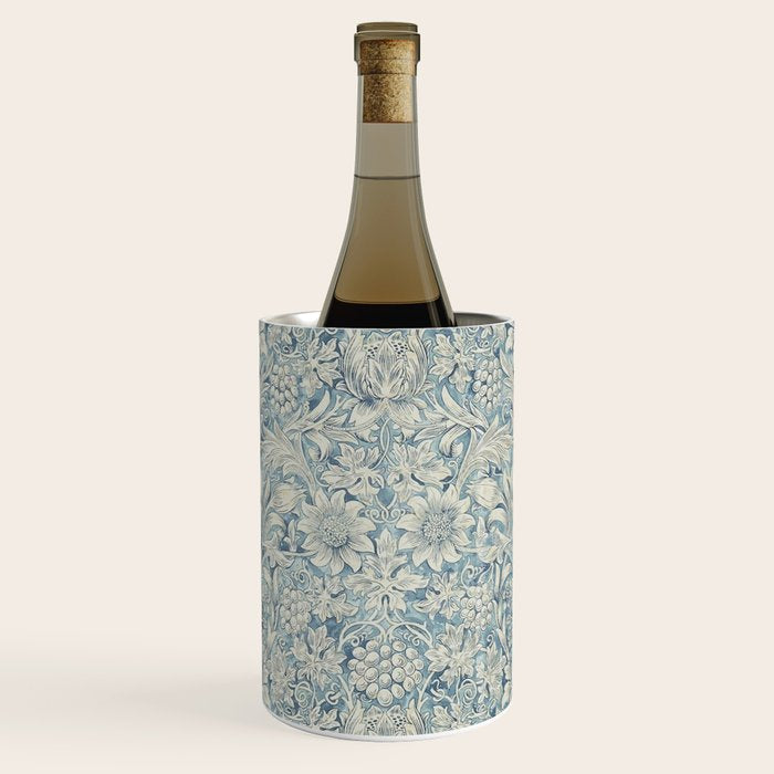 William Morris Vintage Sunflower Blue Slate & Vellum Wine Chiller Gallery Image 1