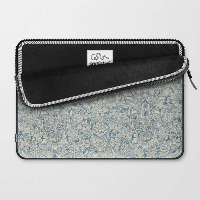 William Morris Vintage Sunflower Blue Slate & Vellum Laptop Sleeve Gallery Image 2