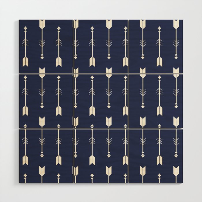 Blue Arrow Pattern  Wood Wall Art