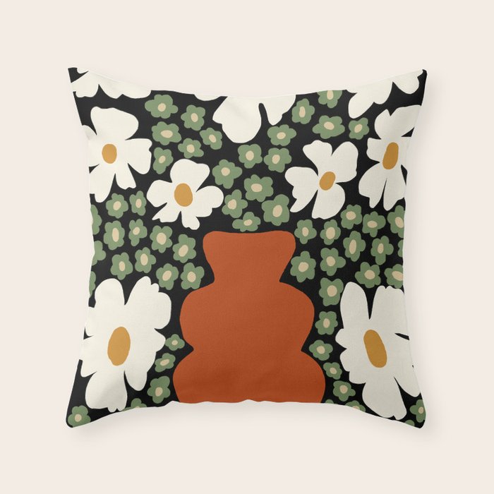 Blooming pottery night    Throw Pillow Gallery Image 1