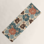 Fall Floral Pattern in Blue, Brown & Rust Yoga Mat Gallery Image 1