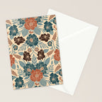 Fall Floral Pattern in Blue, Brown & Rust Stationery Card Gallery Image 2