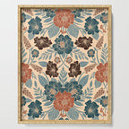 Fall Floral Pattern in Blue, Brown & Rust Serving Tray Gallery Image 1