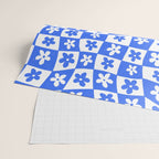 Retro Blue Daisy Checkerboard  Wrapping Paper Gallery Image 2
