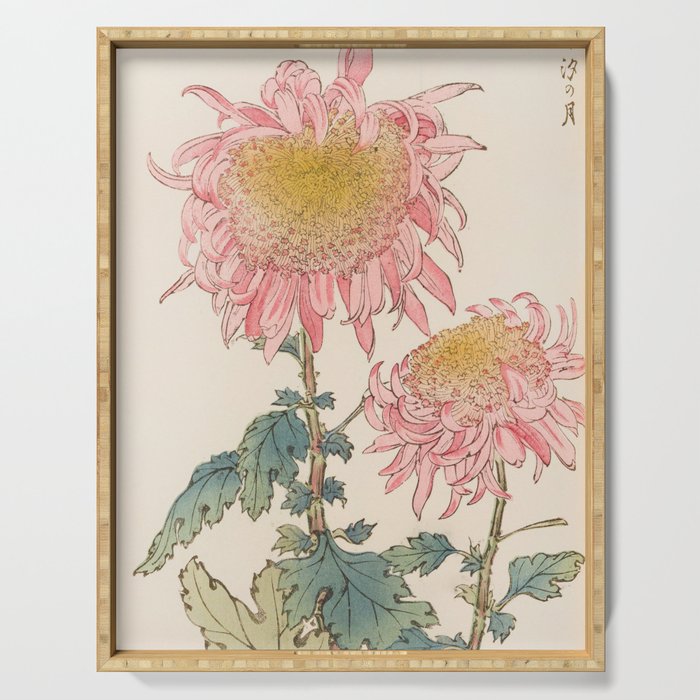 Japanese Chrysanthemum Woodblock Print #6 Serving Tray Gallery Image 1