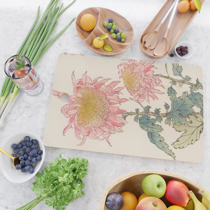 Japanese Chrysanthemum Woodblock Print #6 Cutting Board Gallery Image 2