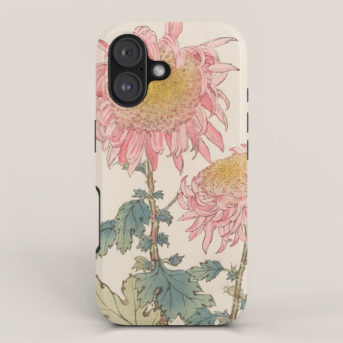 Japanese Chrysanthemum Woodblock Print #6 iPhone Case Gallery Image 1