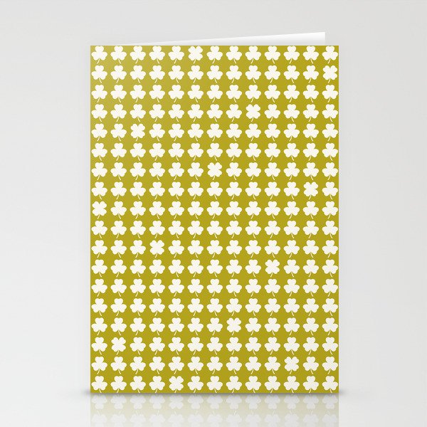 Clovers XX Chartreuse Botanical Pattern Stationery Card Gallery Image 1
