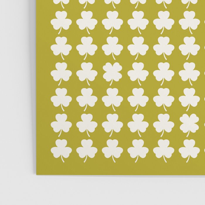 Clovers XX Chartreuse Botanical Pattern Poster Gallery Image 3