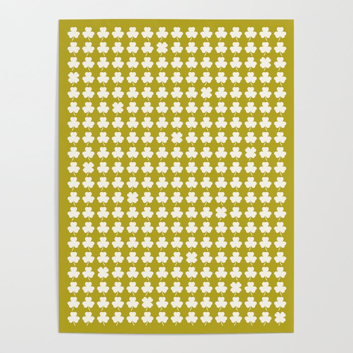 Clovers XX Chartreuse Botanical Pattern Poster Gallery Image 4