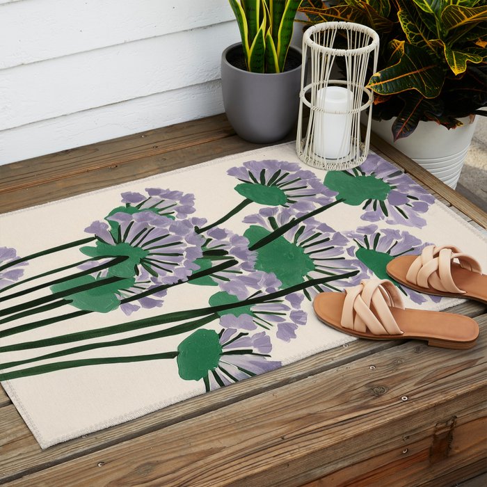 Modern Lavender Garden Outdoor Rug Gallery Image 2