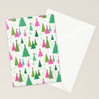 Mid-Century Modern Christmas Trees - Pink and Green Stationery Card Gallery Image 2