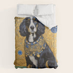 Gustav Klimt Style Portrait of Seated Dog Duvet Cover Gallery Image 6
