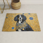 Gustav Klimt Style Portrait of Seated Dog Rug Gallery Image 1