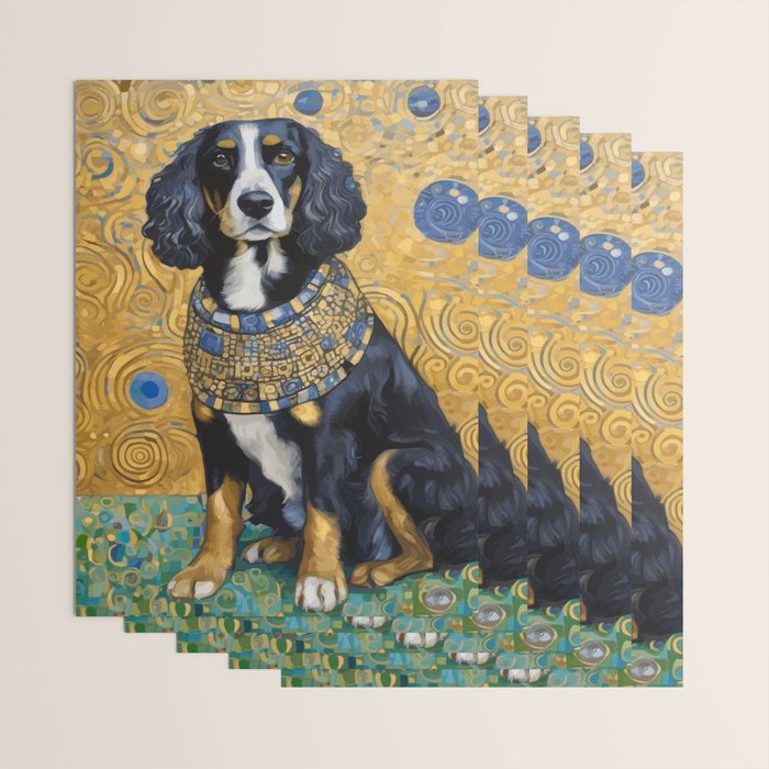 Gustav Klimt Style Portrait of Seated Dog Wrapping Paper Gallery Image 3