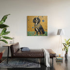 Gustav Klimt Style Portrait of Seated Dog Wood Wall Art Gallery Image 2