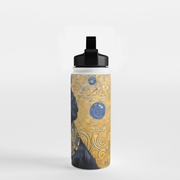 Gustav Klimt Style Portrait of Seated Dog Water Bottle Gallery Image 2