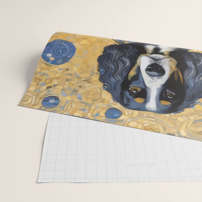 Gustav Klimt Style Portrait of Seated Dog Wrapping Paper Gallery Image 2