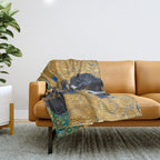 Gustav Klimt Style Portrait of Seated Dog Throw Blanket Gallery Image 1