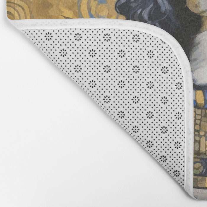 Gustav Klimt Style Portrait of Seated Dog Bath Mat Gallery Image 2