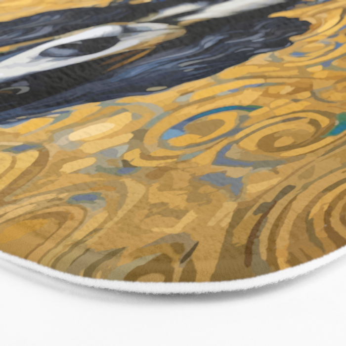Gustav Klimt Style Portrait of Seated Dog Bath Mat Gallery Image 3