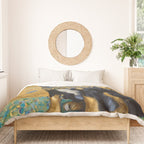 Gustav Klimt Style Portrait of Seated Dog Duvet Cover Gallery Image 3
