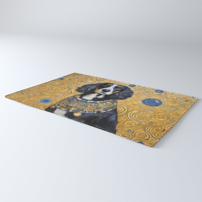 Gustav Klimt Style Portrait of Seated Dog Rug Gallery Image 3