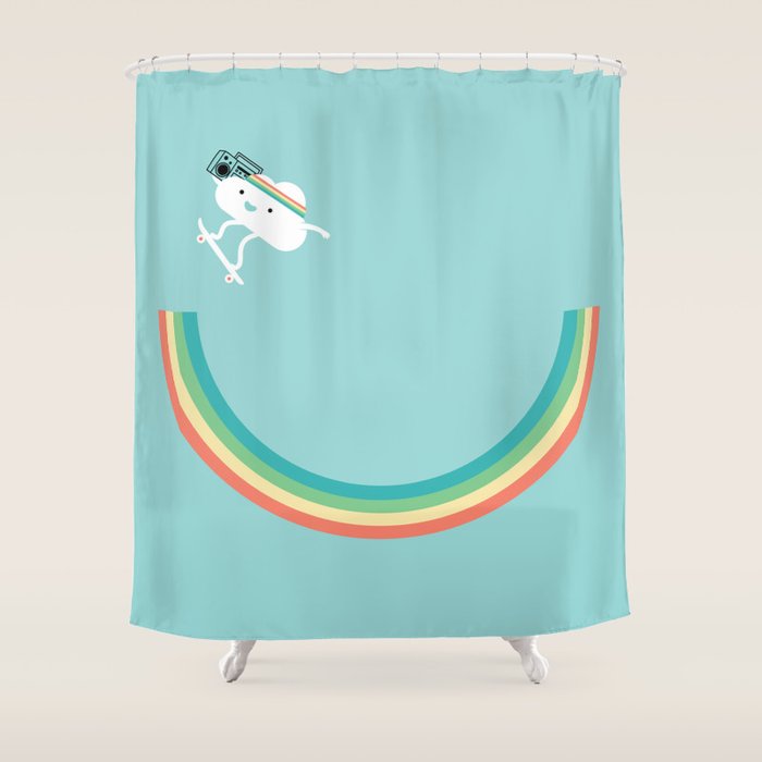 Skateboarding cloud Shower Curtain Gallery Image 1