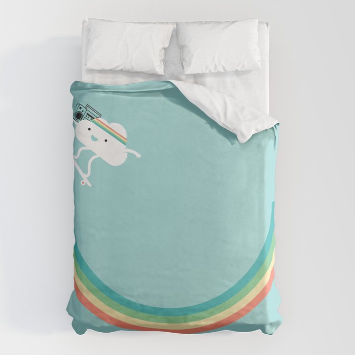 Skateboarding cloud Duvet Cover Gallery Image 1