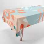 Summer Abstract, Floral Prints, Orange, Teal, Blue, Colourful Prints. Tablecloth Gallery Image 1