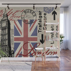 London Great Britain Big Ben Flag Collage Wall Mural Gallery Image 1