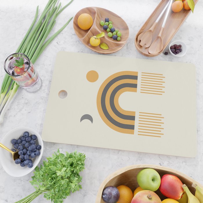 Sun and Moon Rainbow Midcentury style Cutting Board Gallery Image 2
