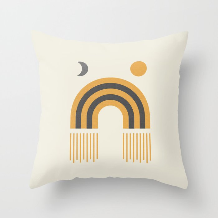 Sun and Moon Rainbow Midcentury style Throw Pillow Gallery Image 6