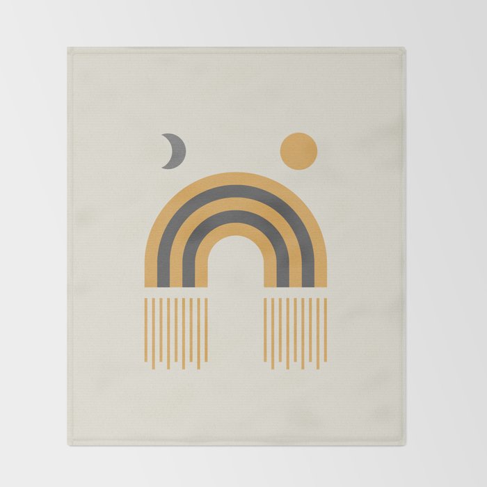 Sun and Moon Rainbow Midcentury style Throw Blanket Gallery Image 2