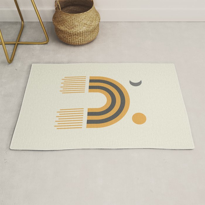 Sun and Moon Rainbow Midcentury style Rug Gallery Image 1