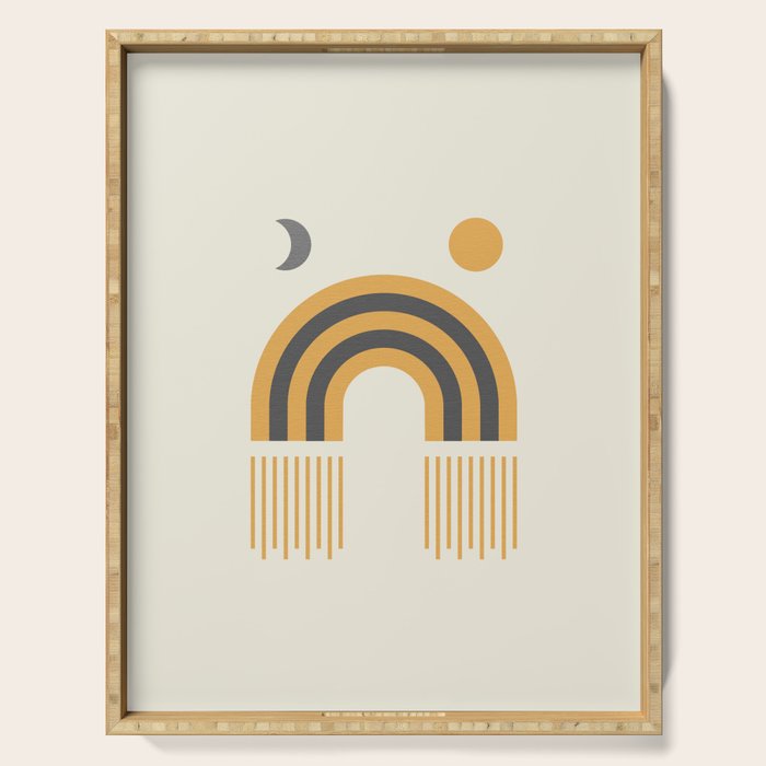 Sun and Moon Rainbow Midcentury style Serving Tray Gallery Image 1