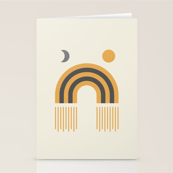 Sun and Moon Rainbow Midcentury style Stationery Card Gallery Image 2